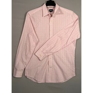 GAP Premium Slim Fit Button-Down Men's - Size‎ Large (L) Pink White Plaid 42"